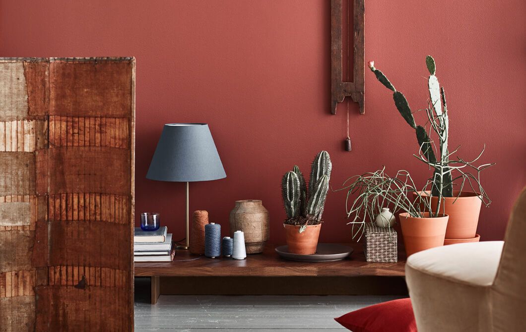 terracotta and blue in interiors